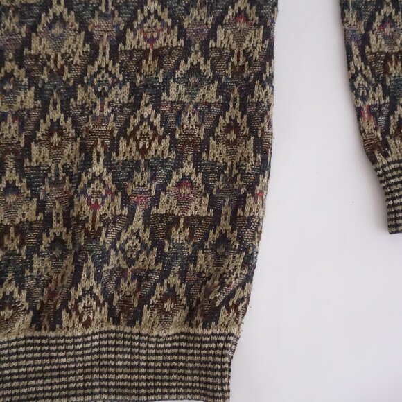 Vintage Jos A Bank Cotton Sweater Brown Multi Eclectic Grandpa Old Money XL - Picture 5 of 10